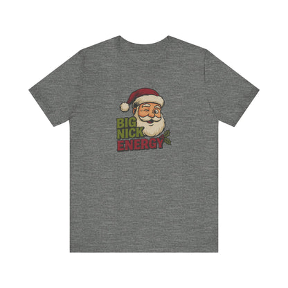 Big Nick Energy — Retro Santa Christmas Tee (Light)
