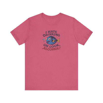 I Hate Drinking (Oh Look, Alcohol!) — Forgetful Fish Retro Tee (Light)