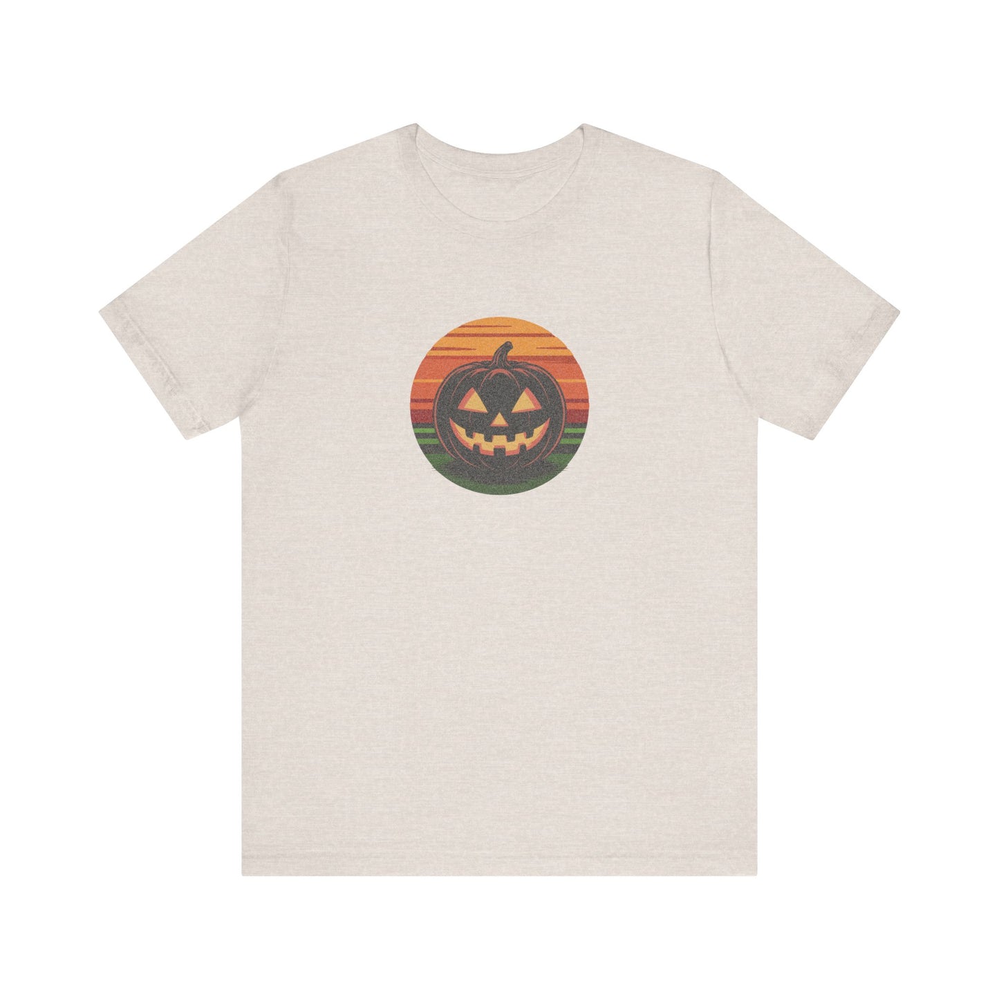 Retro Jack: Glowing Classic — Halloween Sunset Tee (Light)