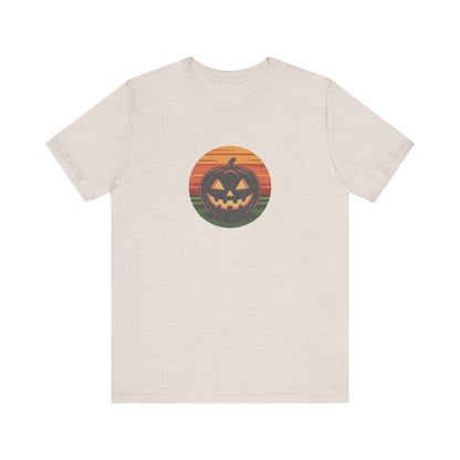 Retro Jack: Glowing Classic — Halloween Sunset Tee (Light)
