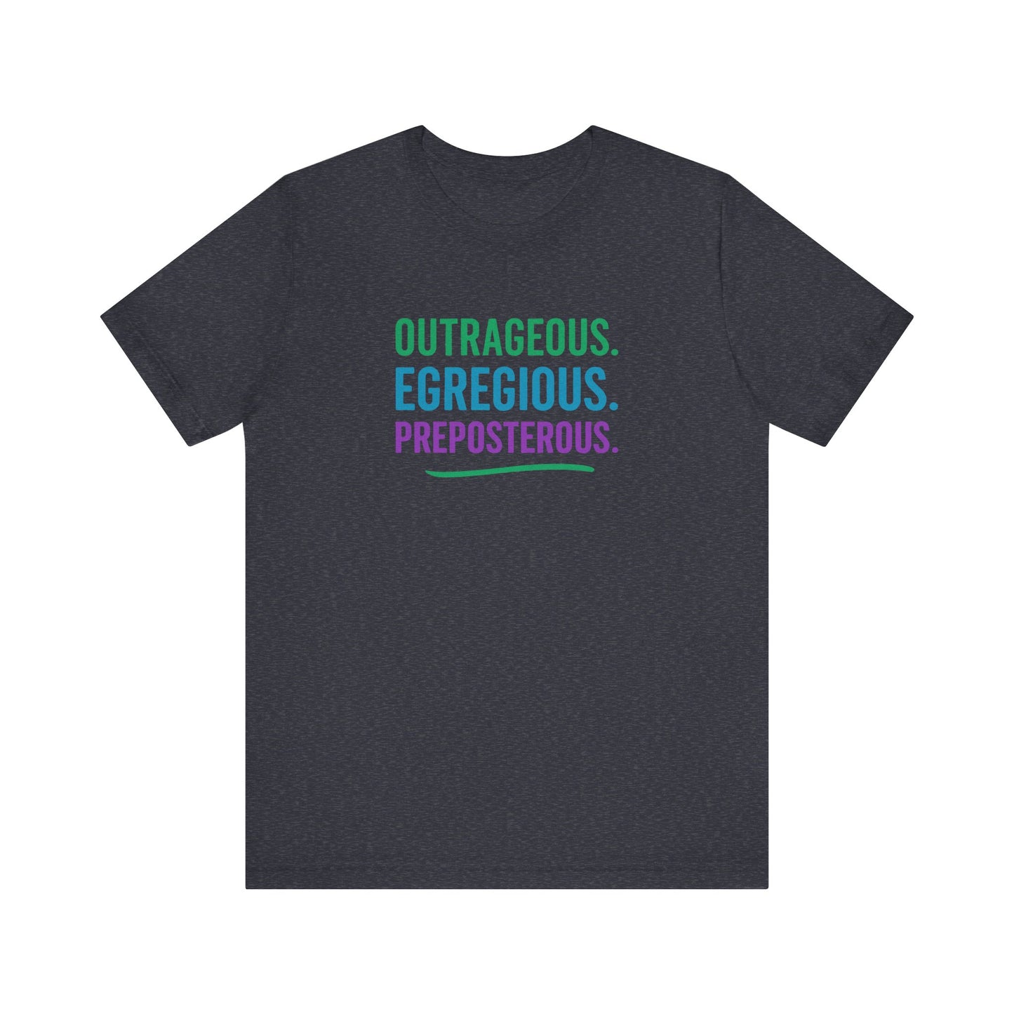 Outrageous Egregious Preposterous (Cool Gradient) — Seinfeld Retro Tee (Dark)