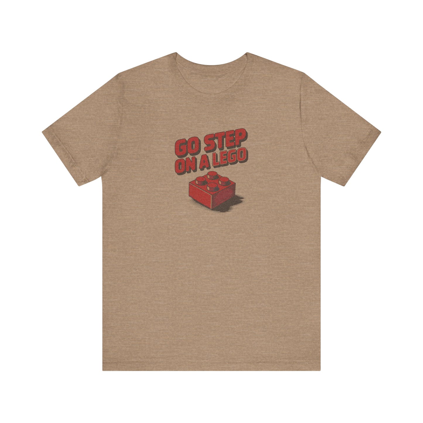 Go Step on a LEGO — Red Plastic Brick Retro Tee (Light)