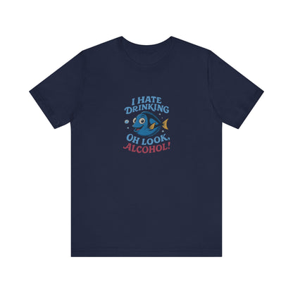 I Hate Drinking (Oh Look, Alcohol!) — Forgetful Fish Retro Tee (Dark)