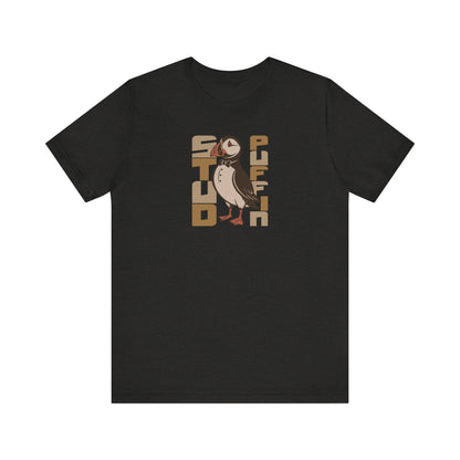 Stud Puffin, Licensed to Chill – Spy-Bird Retro Tee (Dark)