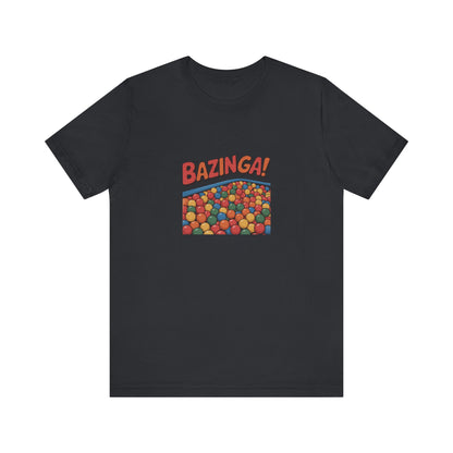 Bazinga! Ball Pit — Big Bang Theory Retro Tee (Dark)
