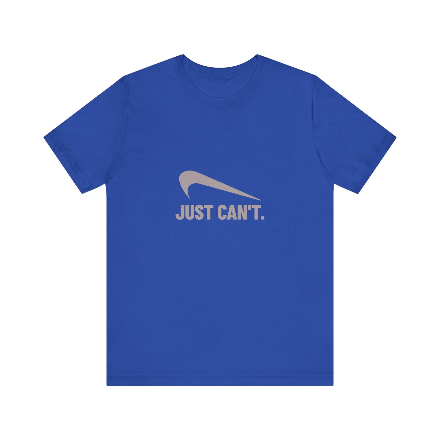 Just Can’t Athletic Parody — Retro Workout Tee (Dark)