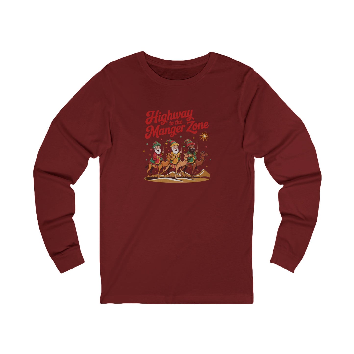 Highway to the Manger Zone — Top Gun Christmas Retro Long Sleeve (Dark)
