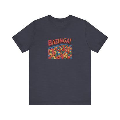 Bazinga! Ball Pit — Big Bang Theory Retro Tee (Dark)