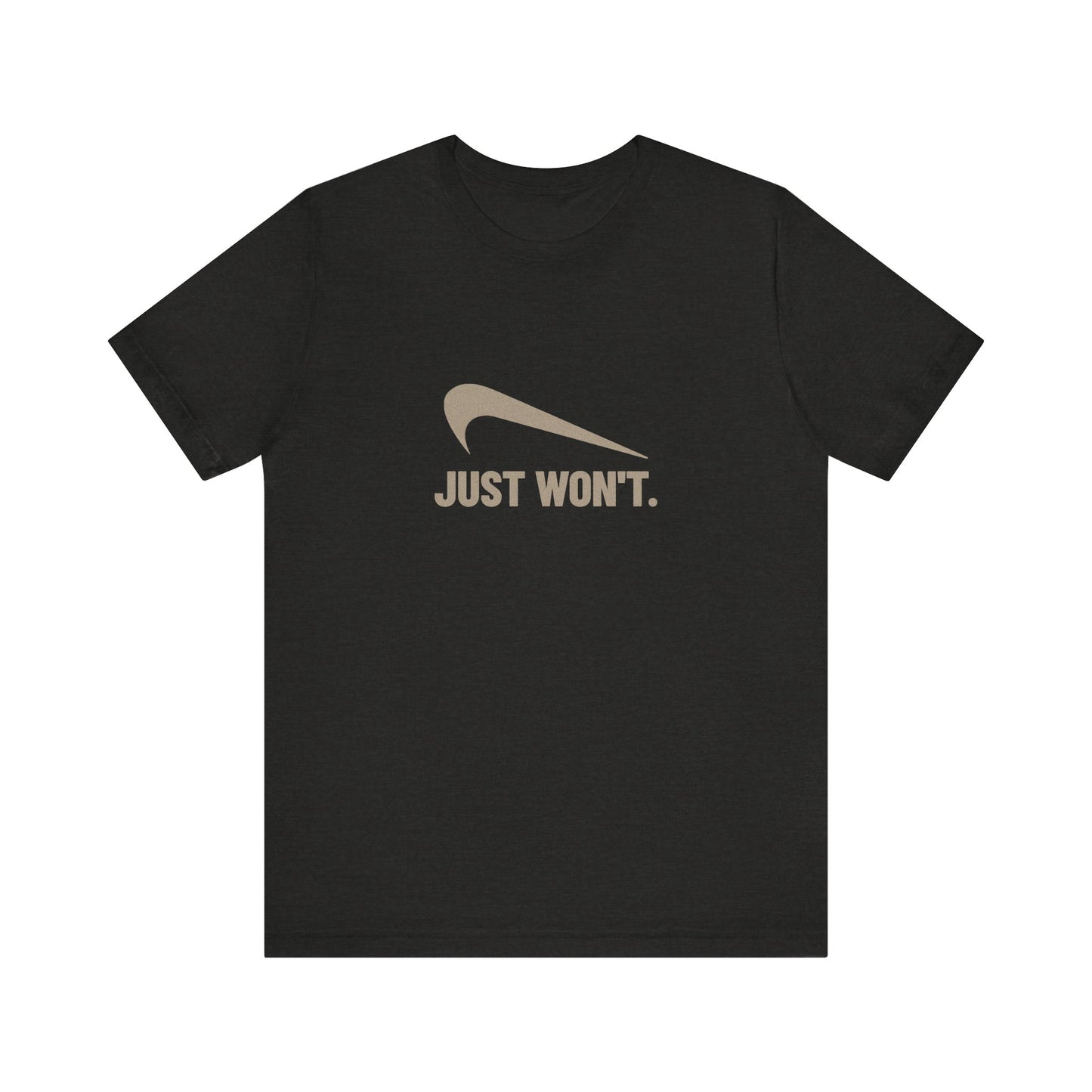 Just Won’t Athletic Parody — Retro Workout Tee (Dark)