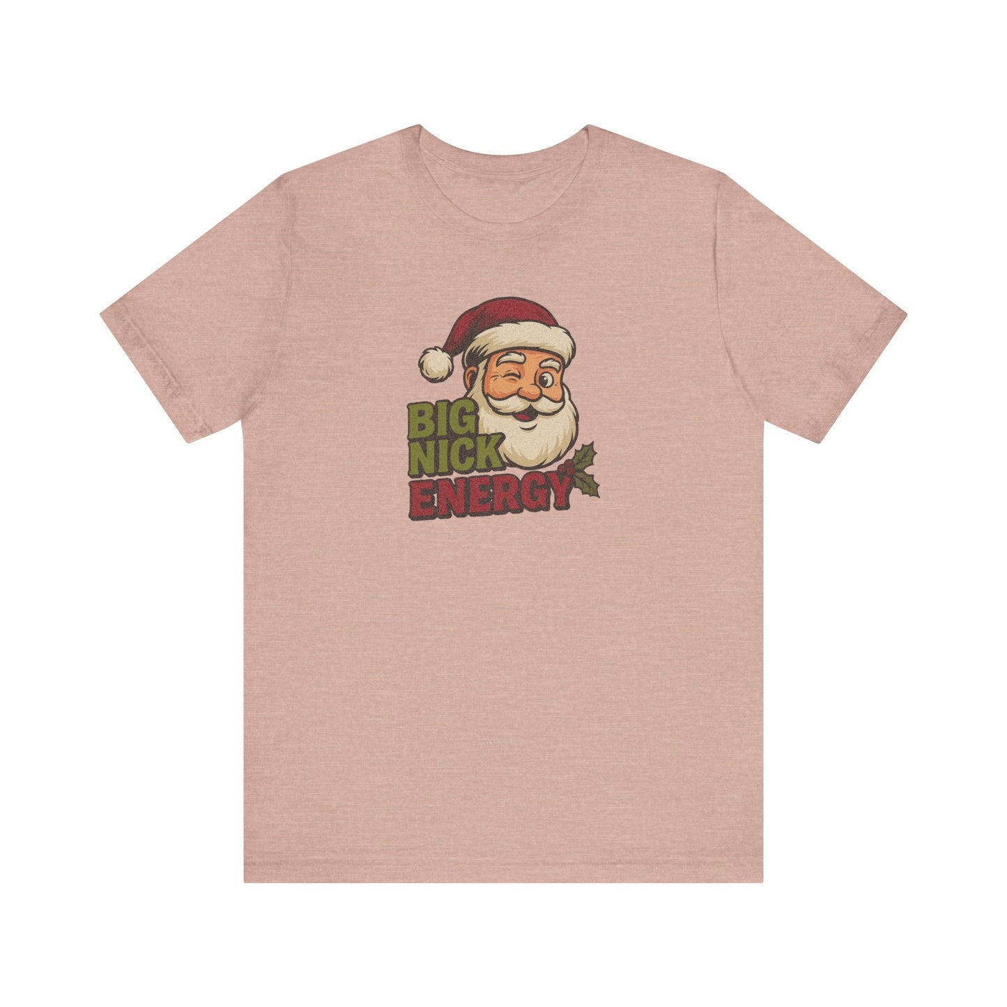 Big Nick Energy — Retro Santa Christmas Tee (Light)