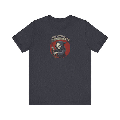 One Scythe Fits All — Grim Reaper Retro Tee (Dark)