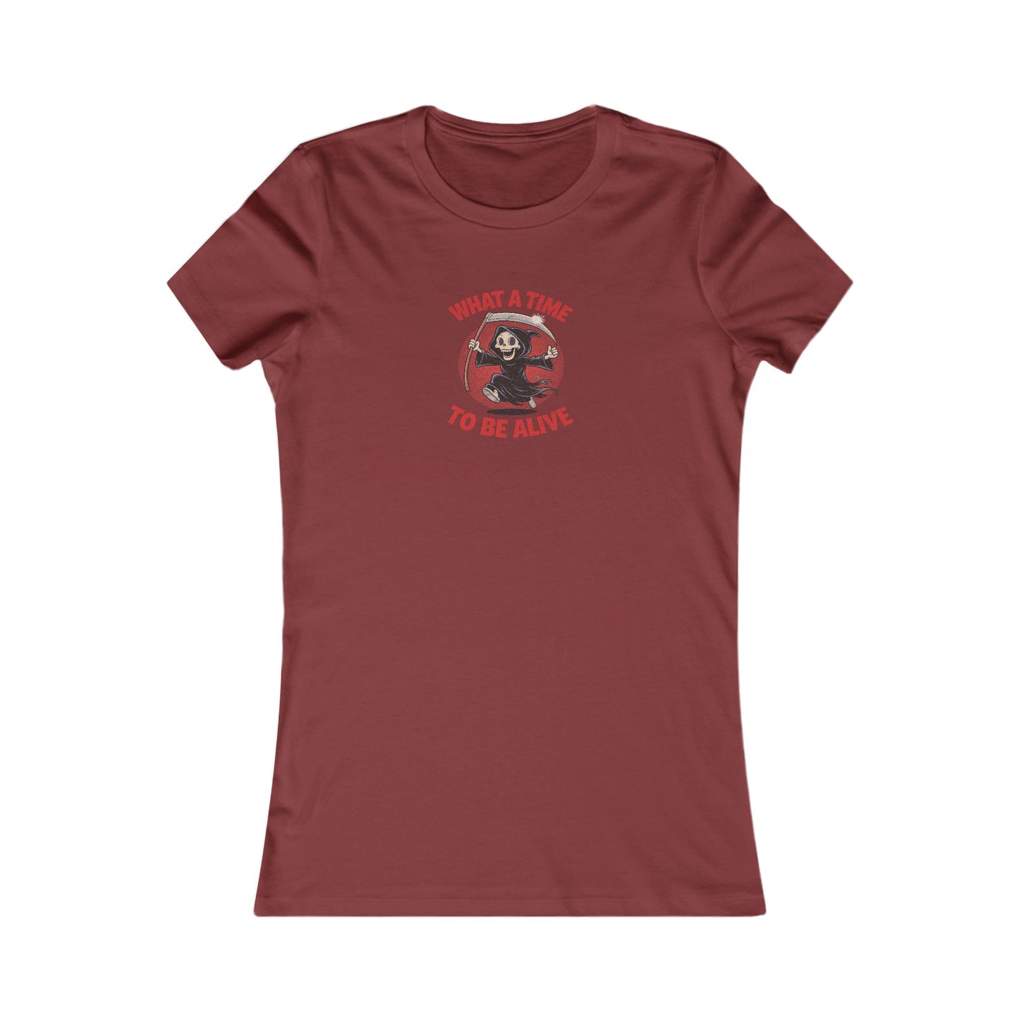 What a Time to Be Alive — Not-So-Grim Reaper Retro Women's Tee (Dark)
