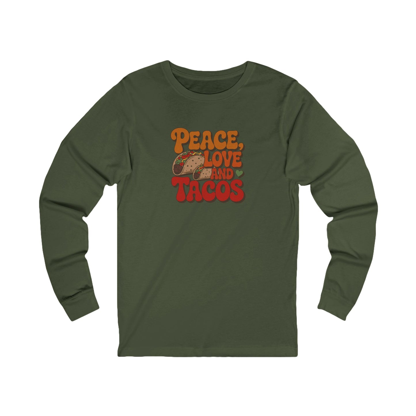 Peace, Love, and Tacos — Retro Foodie Long Sleeve (Dark)