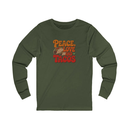 Peace, Love, and Tacos — Retro Foodie Long Sleeve (Dark)