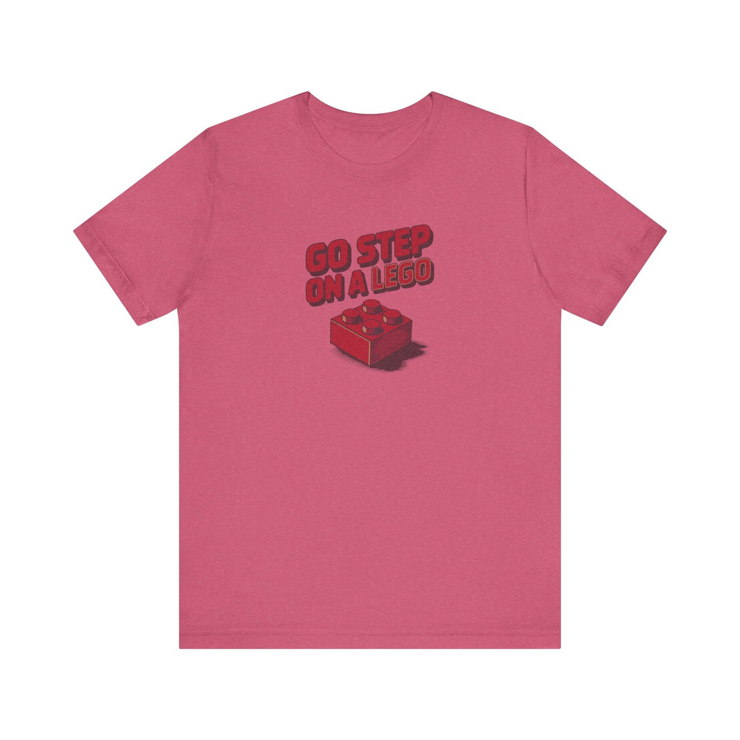 Go Step on a LEGO — Red Plastic Brick Retro Tee (Light)