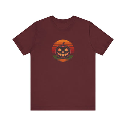 Retro Jack: Bold Grin — Halloween Sunset Tee (Dark)