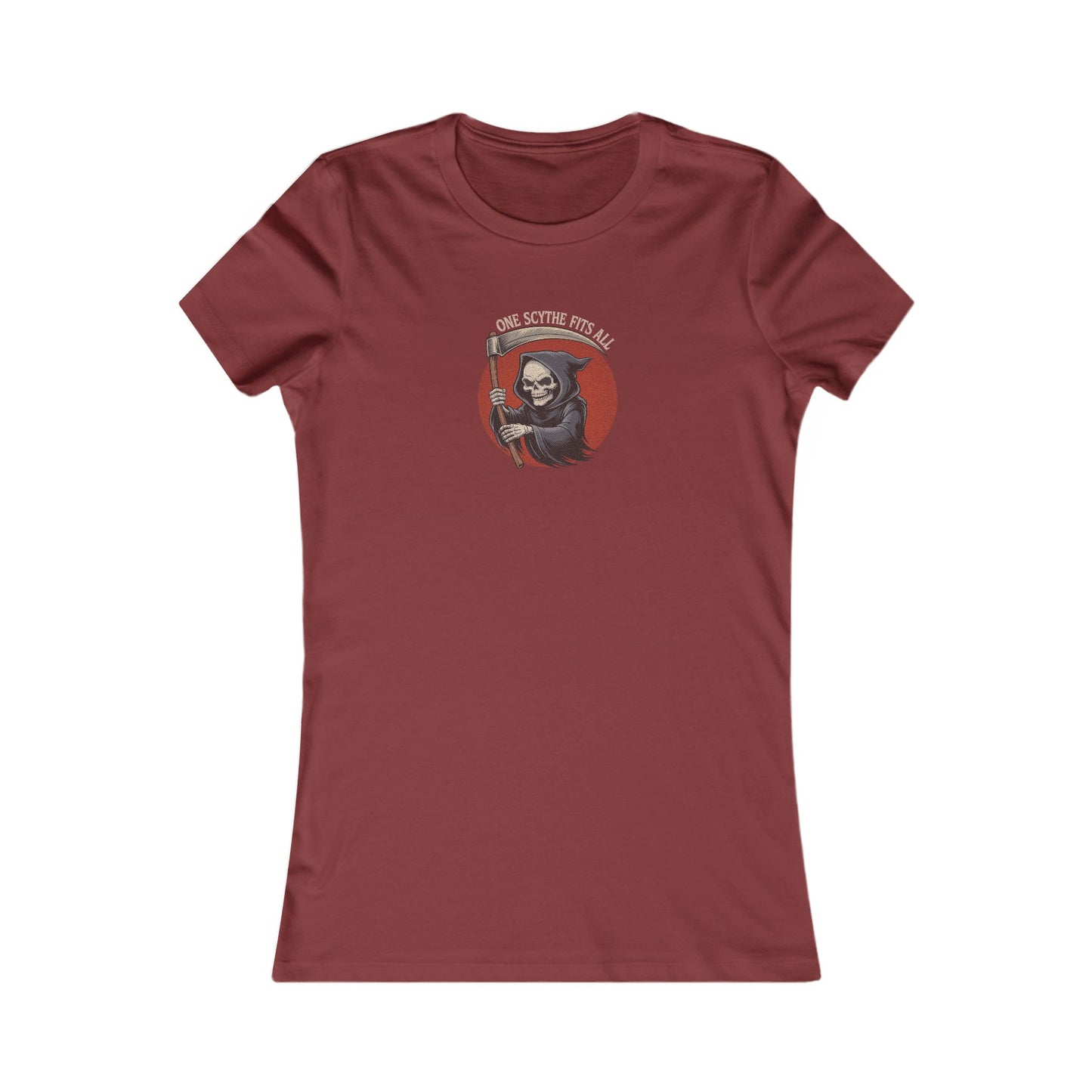 One Scythe Fits All — Grim Reaper Retro Women's Tee (Dark)