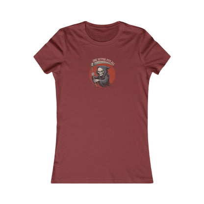One Scythe Fits All — Grim Reaper Retro Women's Tee (Dark)