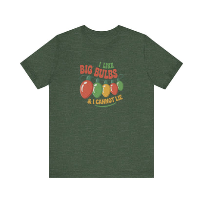 I Like Big Bulbs and I Cannot Lie — Christmas Lights Retro Tee (Dark)