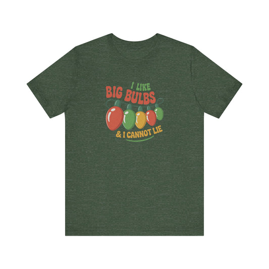 I Like Big Bulbs and I Cannot Lie — Christmas Lights Retro Tee (Dark)