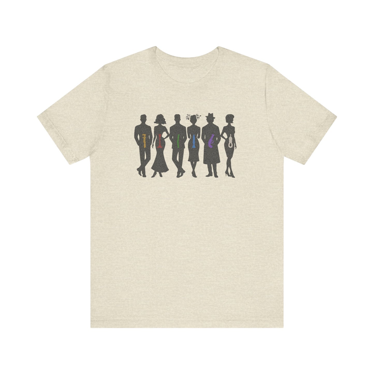 The Usual Suspects, Properly Armed — Clue Retro Tee (Light)
