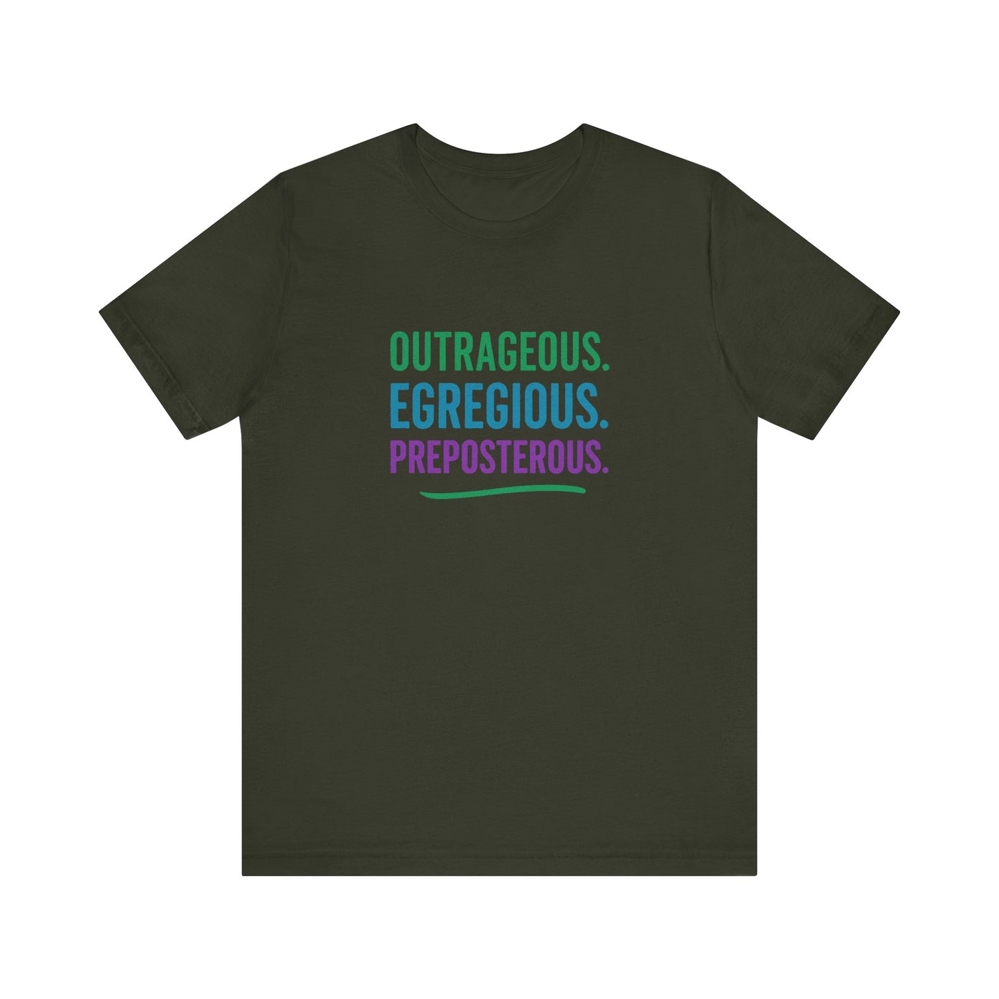 Outrageous Egregious Preposterous (Cool Gradient) — Seinfeld Retro Tee (Dark)
