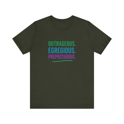 Outrageous Egregious Preposterous (Cool Gradient) — Seinfeld Retro Tee (Dark)