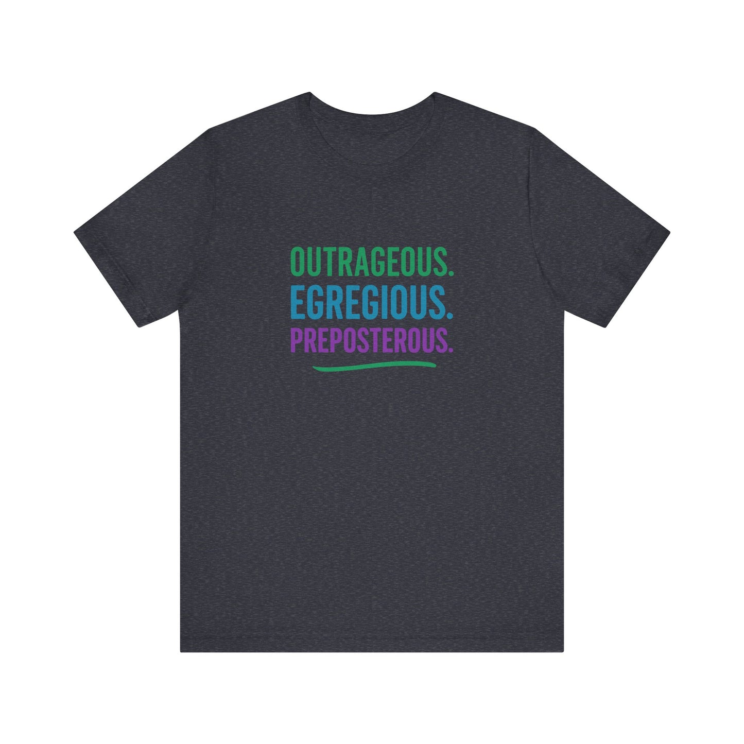 Outrageous Egregious Preposterous (Cool Gradient) — Seinfeld Retro Tee (Dark)