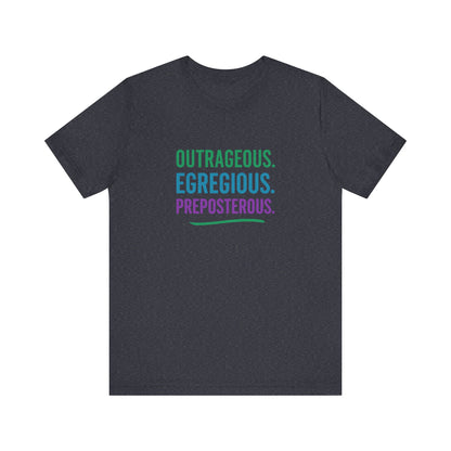 Outrageous Egregious Preposterous (Cool Gradient) — Seinfeld Retro Tee (Dark)