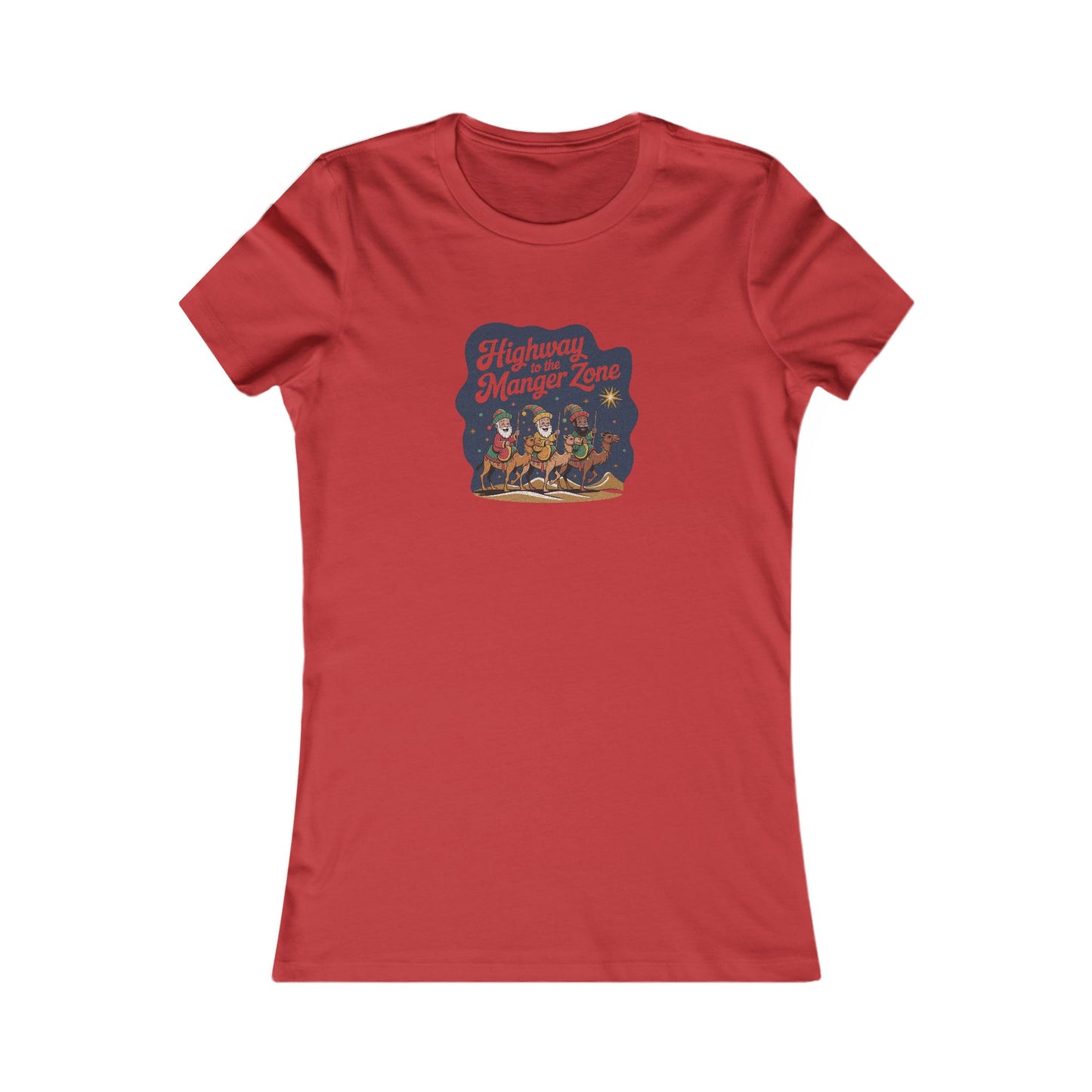 Highway to the Manger Zone — Top Gun-Inspired Christmas Women's Tee (Light)