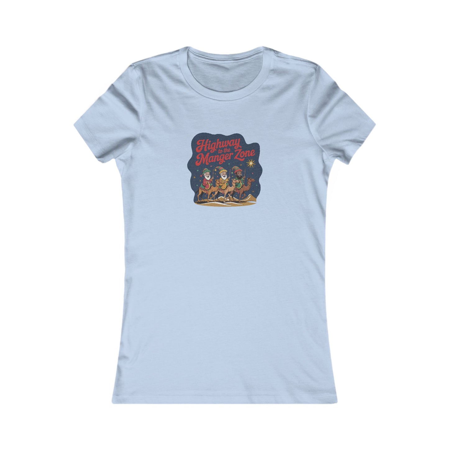Highway to the Manger Zone — Top Gun-Inspired Christmas Women's Tee (Light)