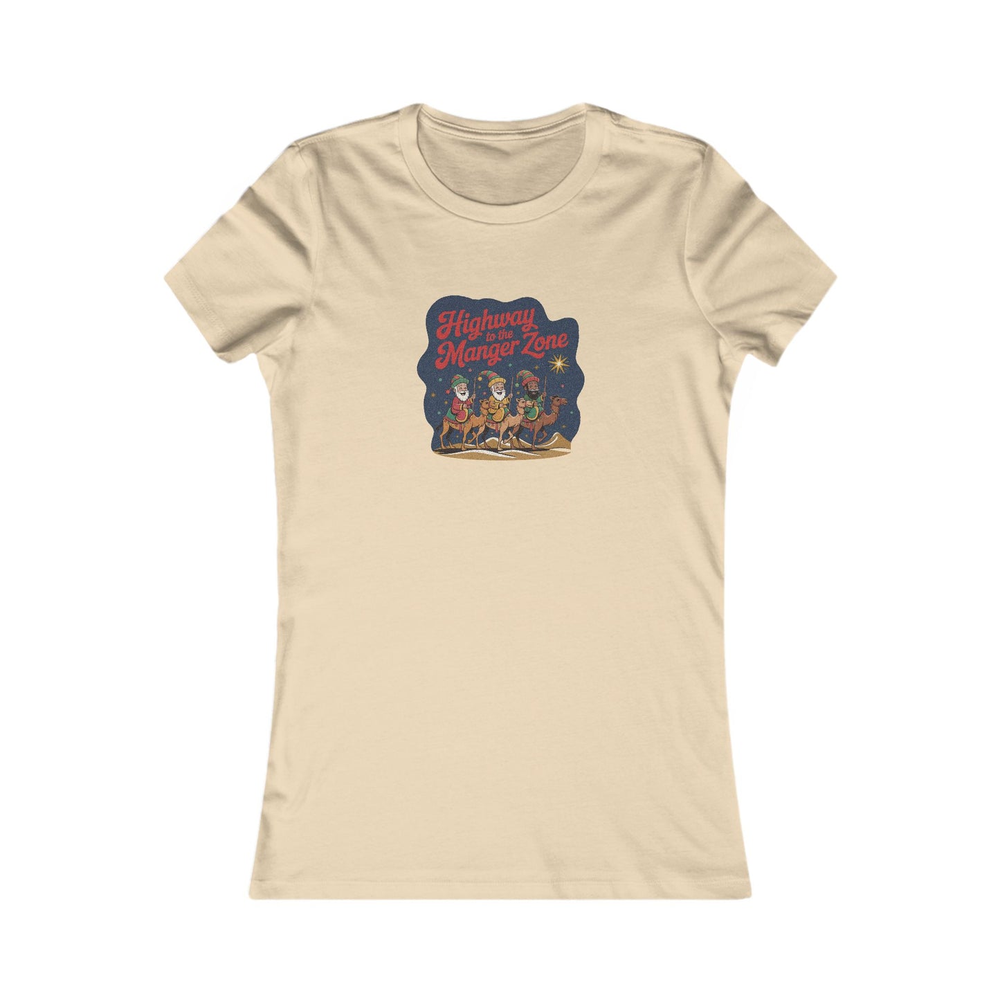 Highway to the Manger Zone — Top Gun-Inspired Christmas Women's Tee (Light)