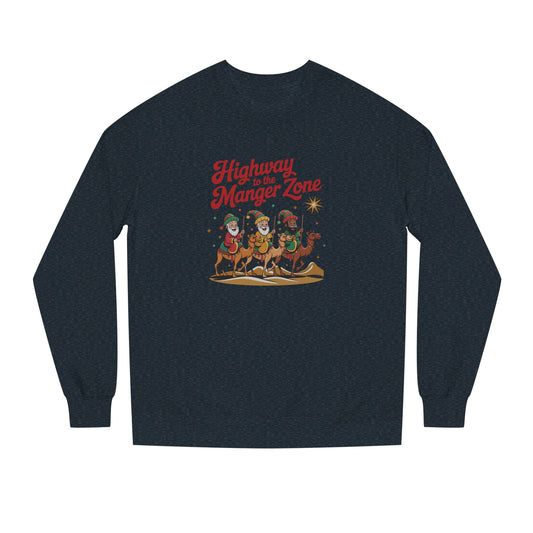 Highway to the Manger Zone — Top Gun Christmas Sweatshirt (Dark)