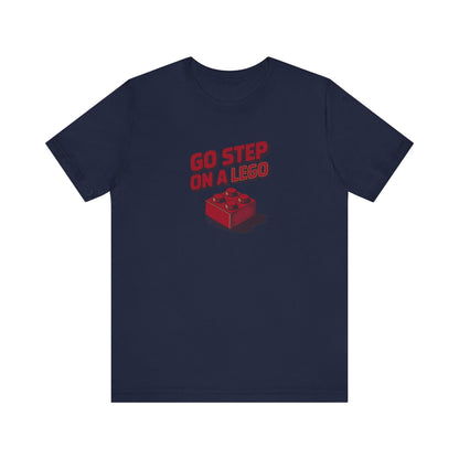 Go Step on a LEGO — Red Plastic Brick Retro Tee (Dark)