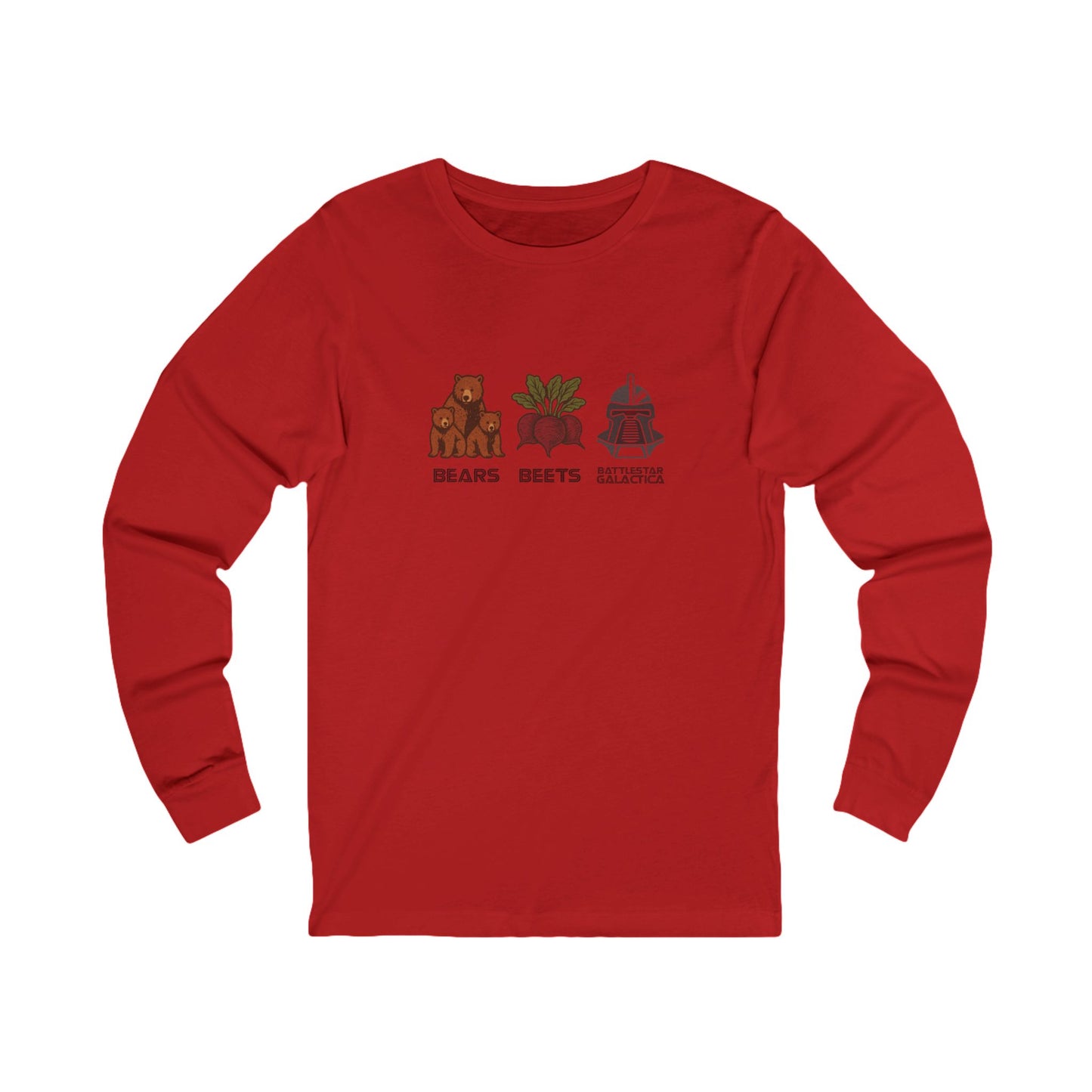 Bears, Beets, Battlestar (Captions) — Retro Long Sleeve (Light)