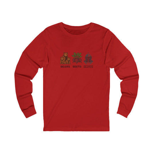 Bears, Beets, Battlestar (Captions) — Retro Long Sleeve (Light)