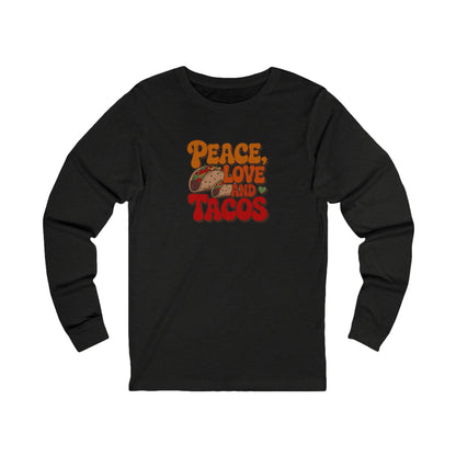 Peace, Love, and Tacos — Retro Foodie Long Sleeve (Dark)