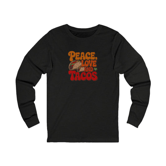 Peace, Love, and Tacos — Retro Foodie Long Sleeve (Dark)