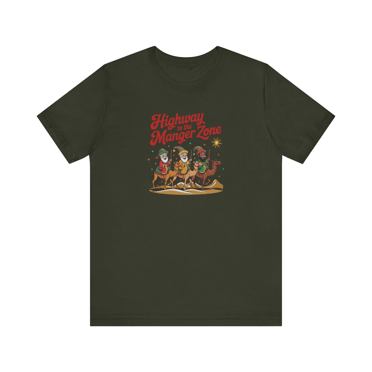 Highway to the Manger Zone — Top Gun Christmas Retro Tee (Dark)