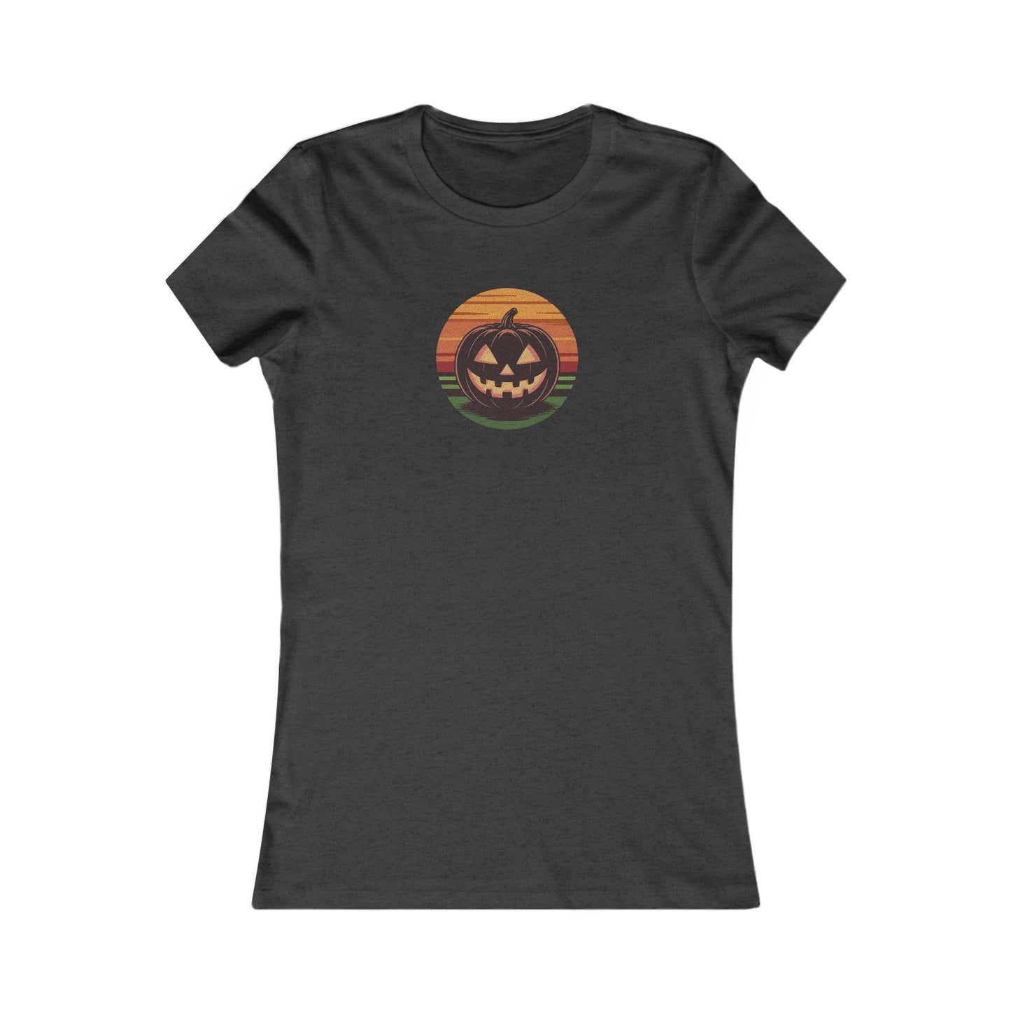 Retro Jack: Glowing Classic — Halloween Sunset Women's Tee (Dark)