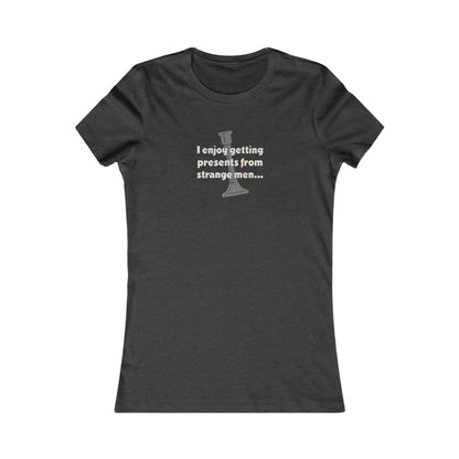 I Enjoy Getting Presents From Strange Men — Clue Retro Women's Tee (Dark)