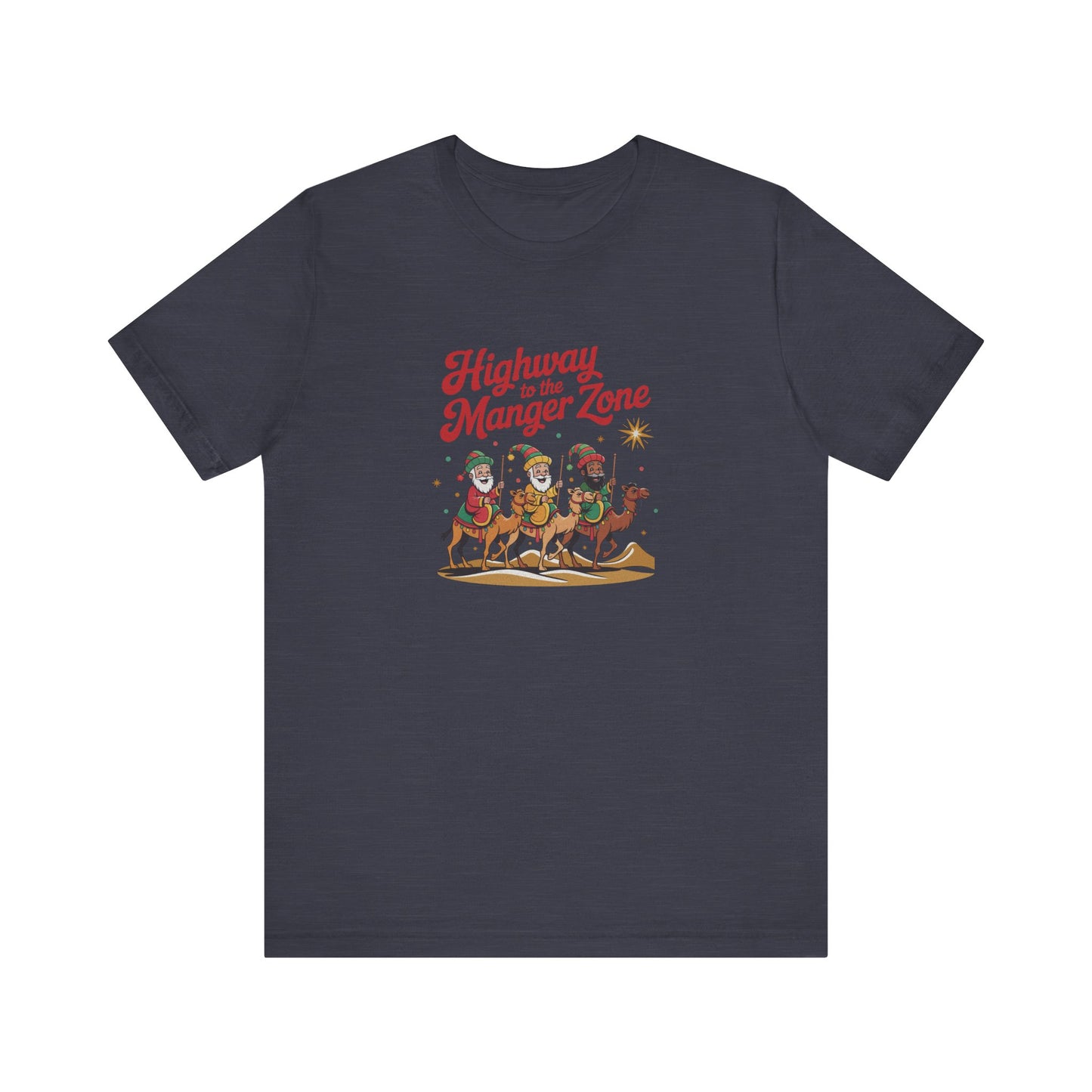 Highway to the Manger Zone — Top Gun-Inspired Christmas Retro Tee (Dark)