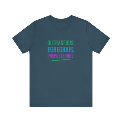 Outrageous Egregious Preposterous (Cool Gradient) — Seinfeld Retro Tee (Dark)