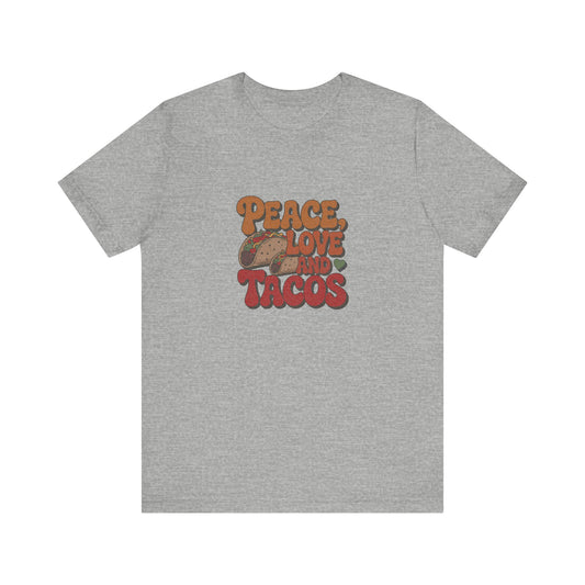 Peace, Love, and Tacos — Retro Foodie Tee (Light)