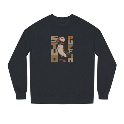 Stud Puffin, Licensed to Chill – Spy-Bird Retro Sweatshirt (Dark)