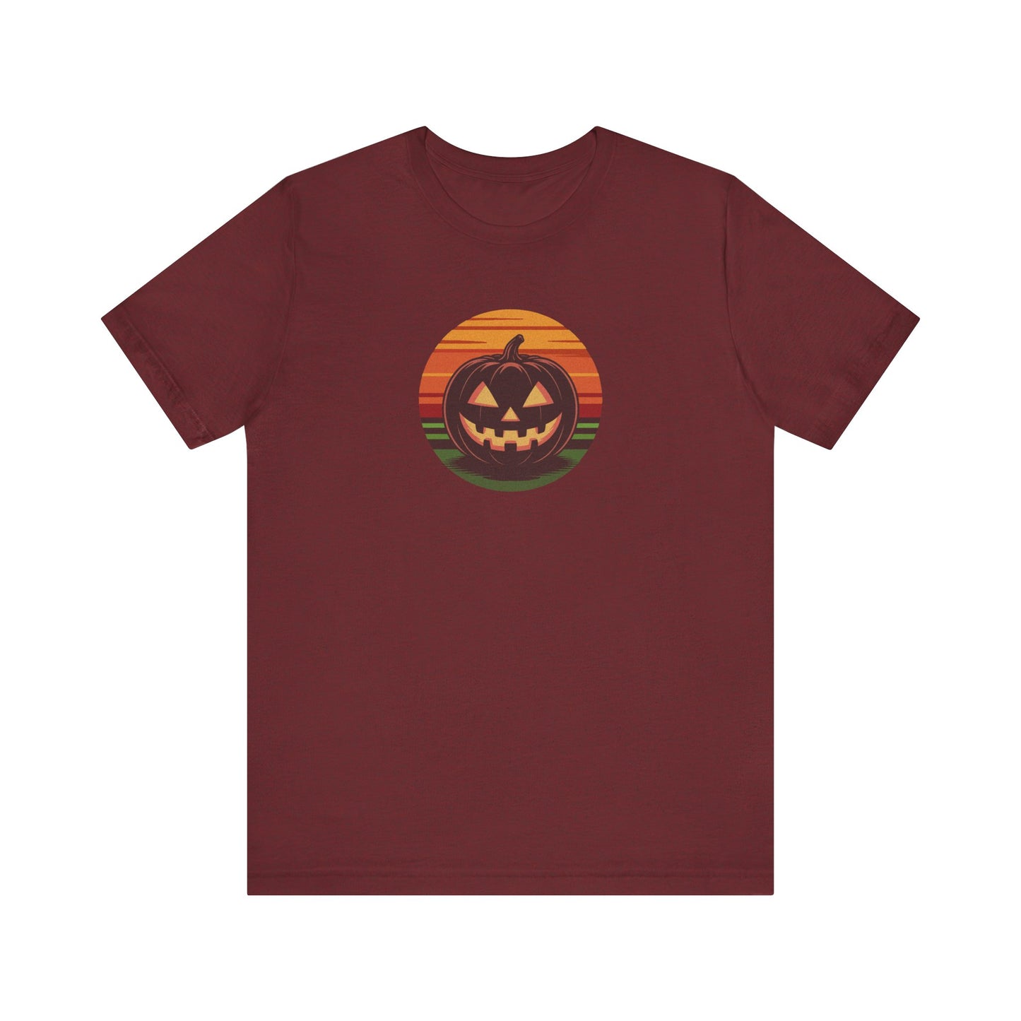 Retro Jack: Glowing Classic — Halloween Sunset Tee (Dark)
