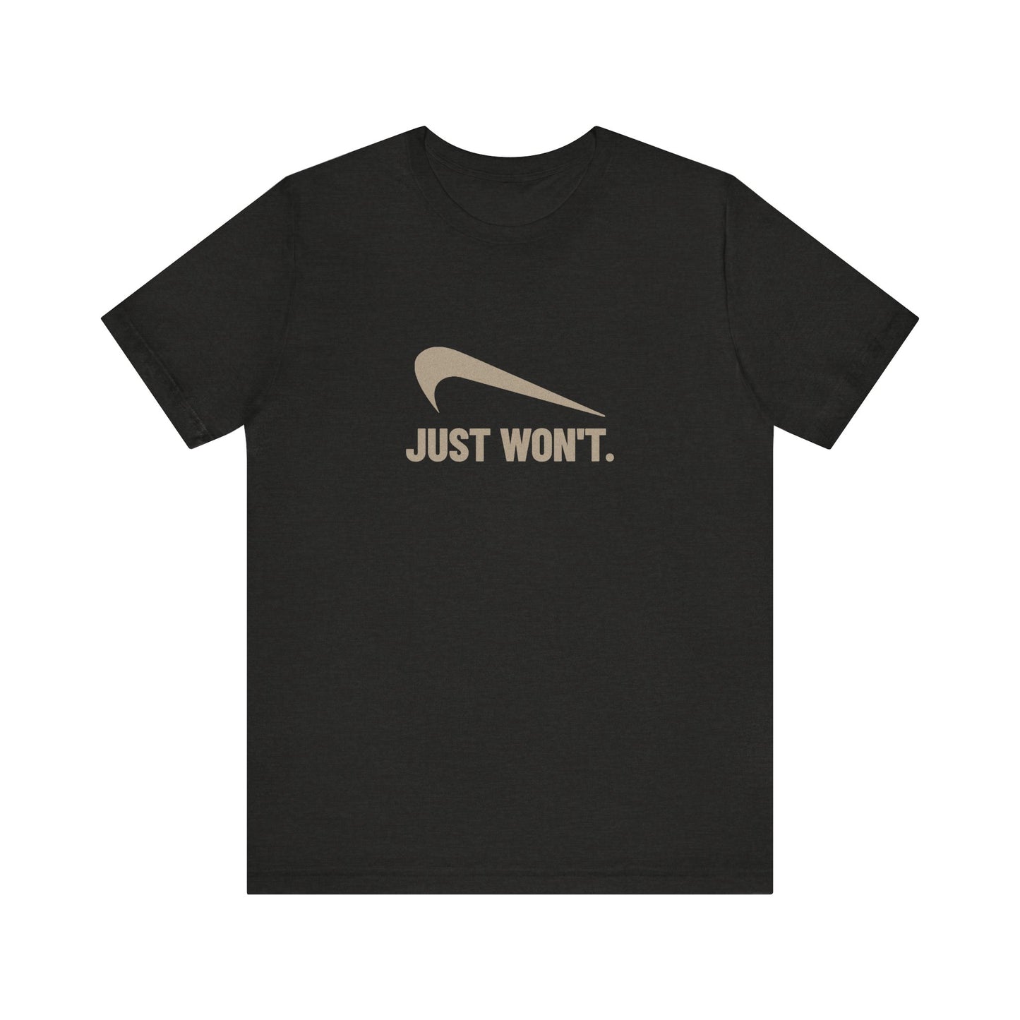 Just Won’t Athletic Parody — Retro Workout Tee (Dark)