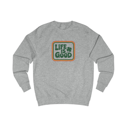 Life Is Good, Shamrock Style — St. Patrick’s Retro Sweatshirt (Light)