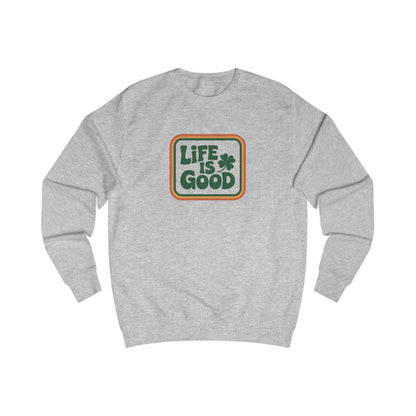 Life Is Good, Shamrock Style — St. Patrick’s Retro Sweatshirt (Light)