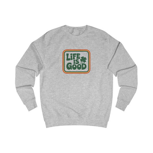 Life Is Good, Shamrock Style — St. Patrick’s Retro Sweatshirt (Light)